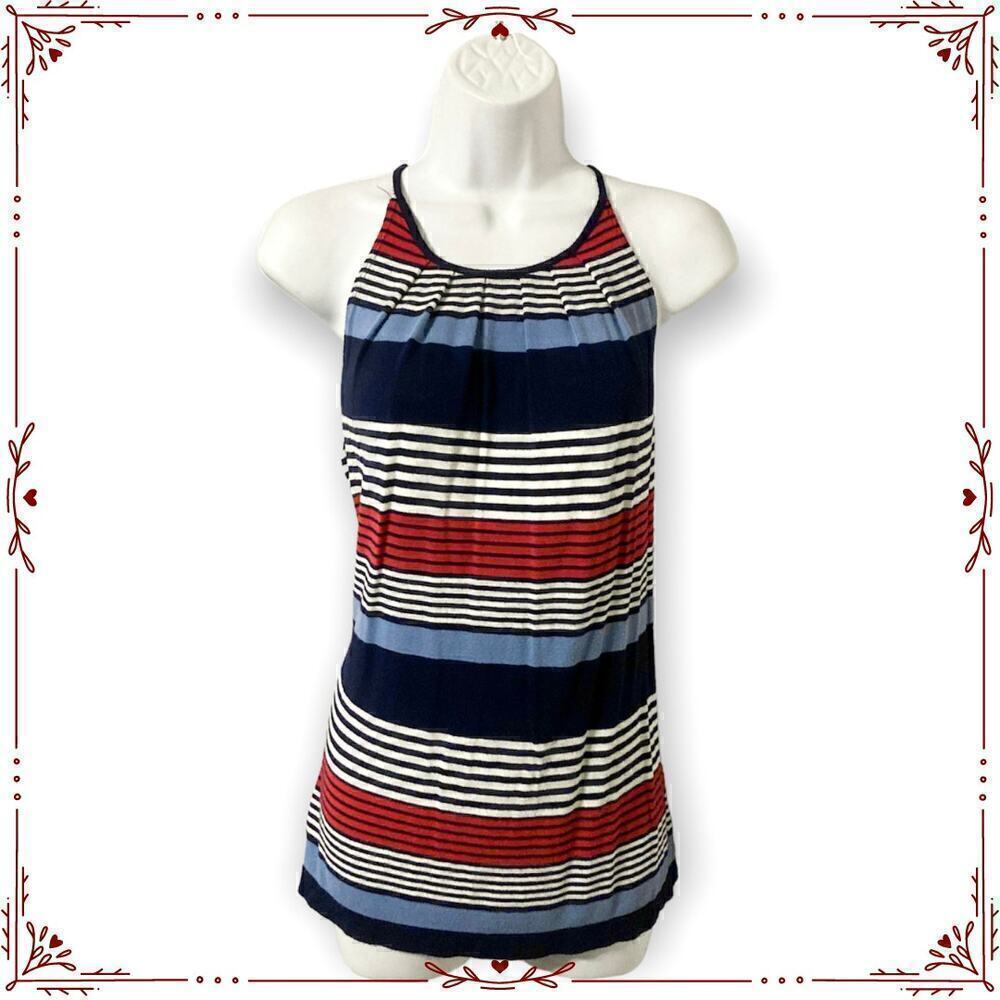 Max Studio Striped Keyhole Sleeveless Top Small